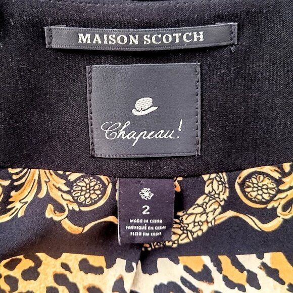 Maison Scotch Chapeau Leopard Print Black Cropped Blazer - Picture 6 of 8
